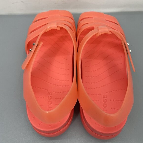 Crocs Splash Glossy Fisherman Sandals Strappy Platform Watermelon Pink Womens 9 - Picture 9 of 13